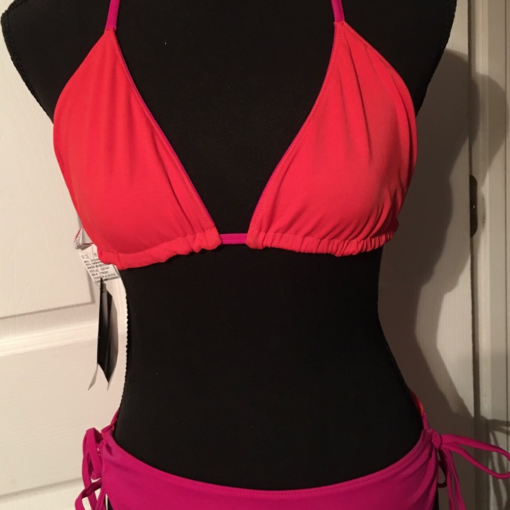 Hot Orange/Pink Reversible Bikini Size 6 NEW Cute!